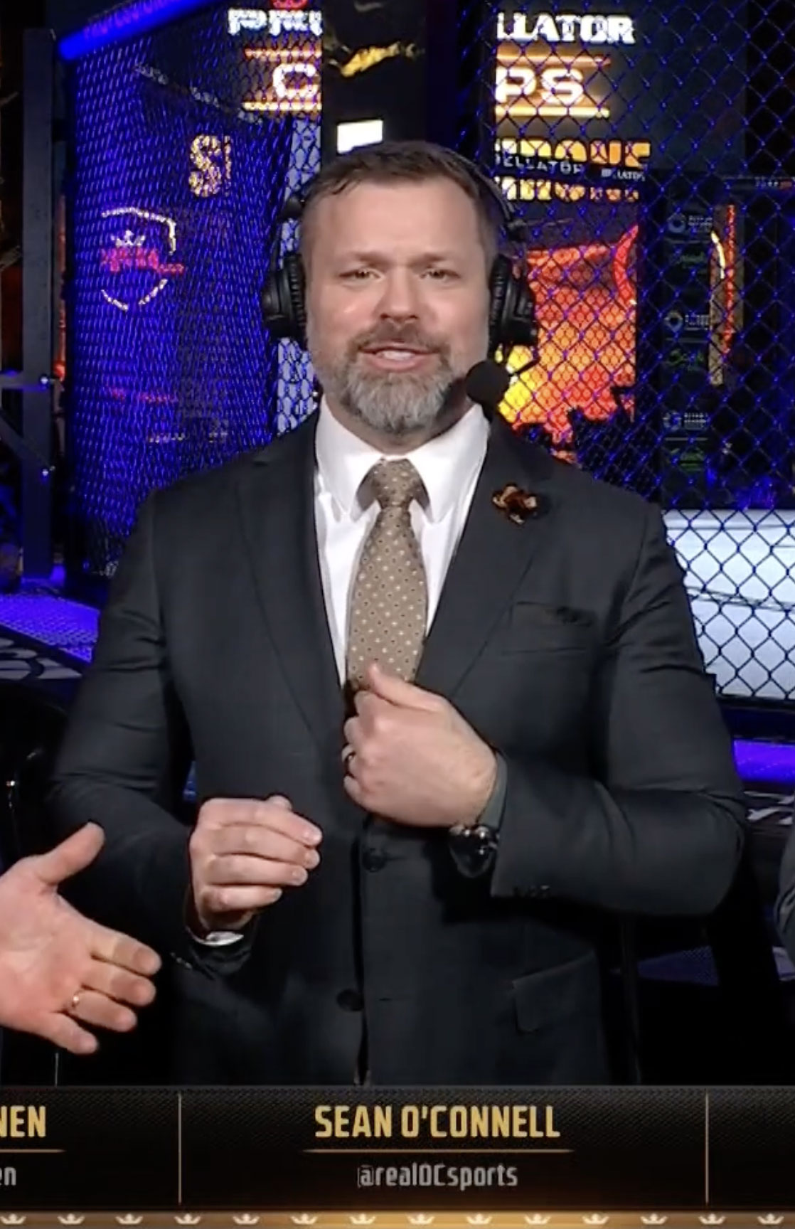 Sean O'Connell hosting a live sports event