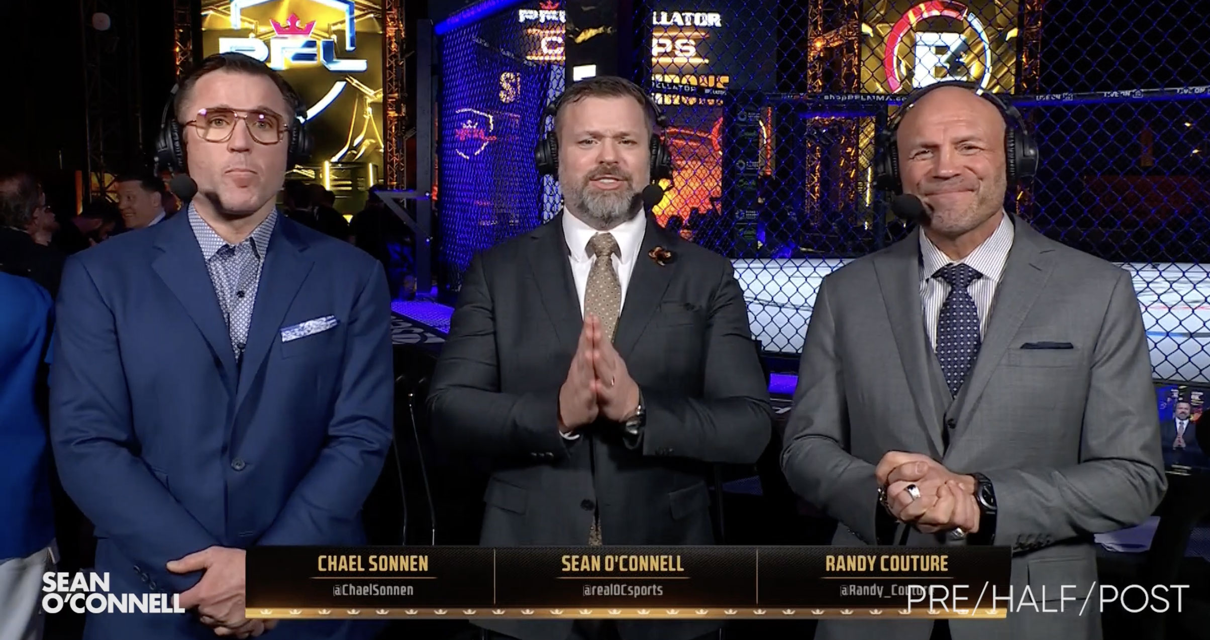 Sean O'Connell broadcasting at an MMA event
